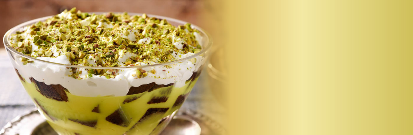 Chocolate Coffee Pistachio and Custard Pudding recipe