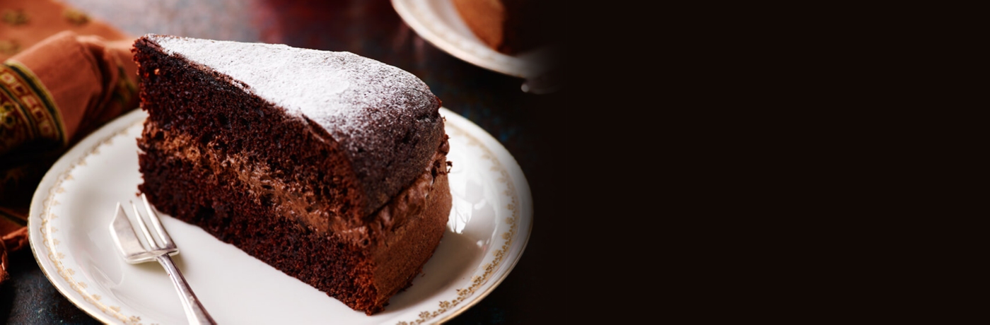 Chocolate coffee and cardamom truffle cake banner