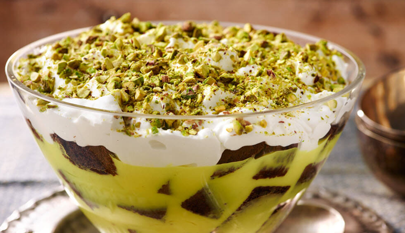 Chocolate, Coffee, Pistachio and Custard Pudding