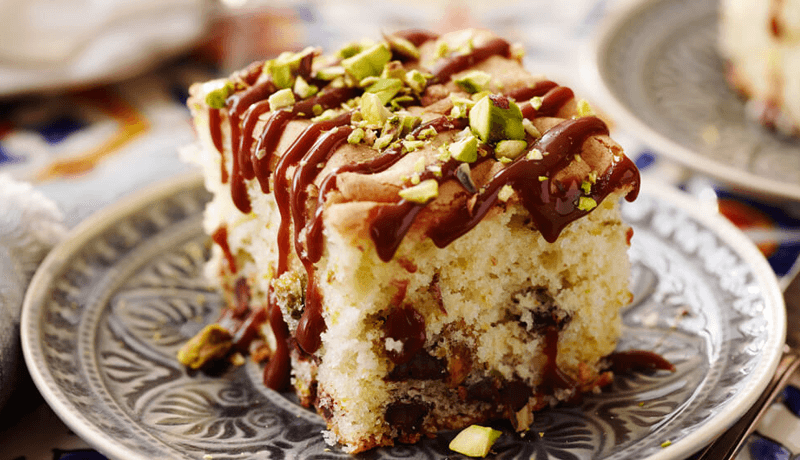 Chocolate pistachio squares